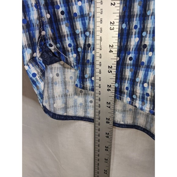 Visconti Black Long Sleeve Blue Design Button Up Shirt Men's Size Large - Picture 6 of 7